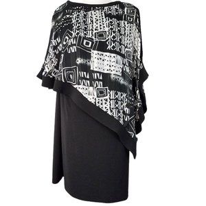 R & M RICHARDS Black & White Cold-Shoulder Dress - Women's 12